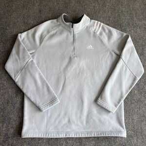 Adidas Golf Mens Quarter Zip Pullover Fleece Light Blue Mock Neck Sweatshirt M